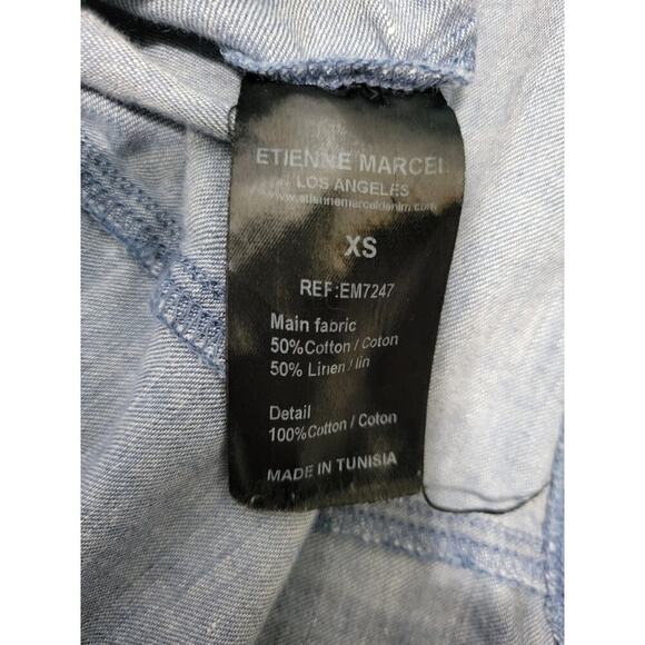 Etienne Marcel Women's Linen Blend Chambray Denim Shirt Dress Size XS - Picture 12 of 12